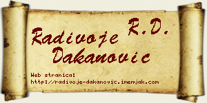 Radivoje Dakanović vizit kartica